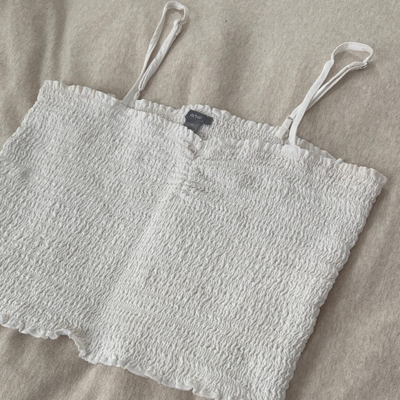 Aerie Smocked Cottagecore Girly Feminine Crop Tank Top White Women’s Medium - Picture 3 of 4